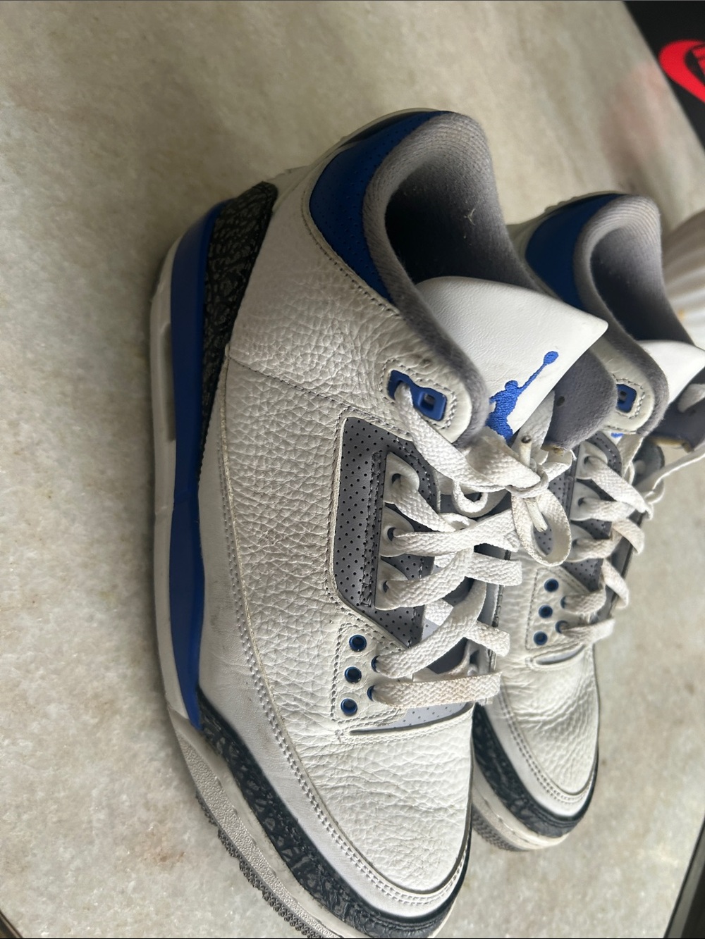 Nike Air Jordan White and Blue Basketball Sneakers